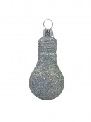 Glittered Turquoise & Silver Light Bulb Decorations - 4 x 70mm