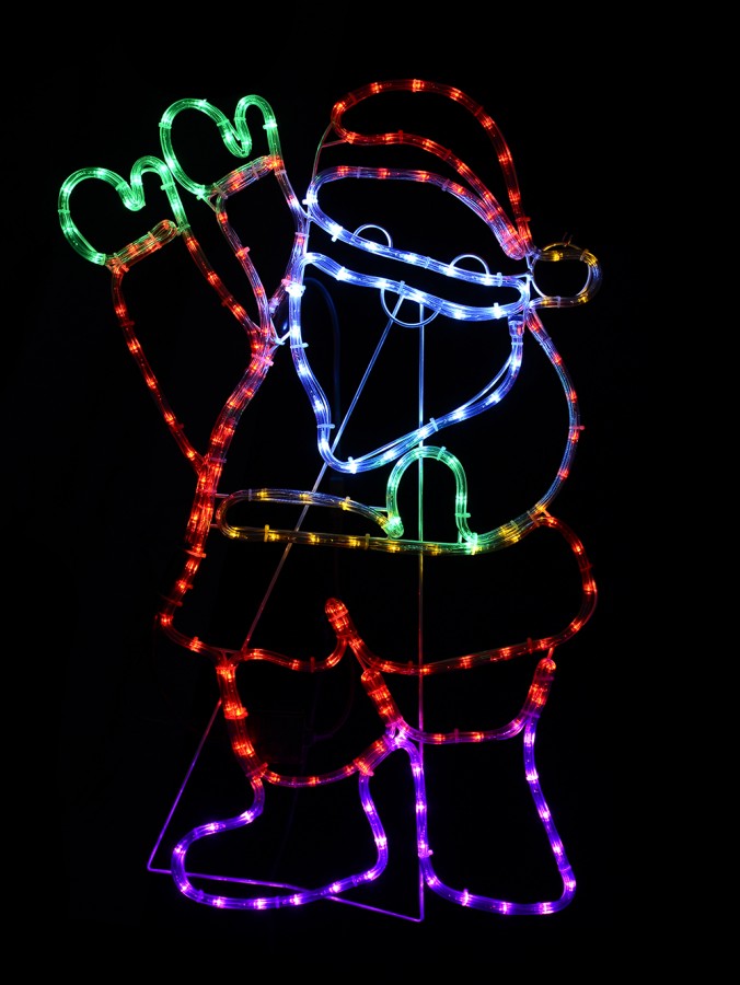 Santa Waving LED Rope Light Silhouette - 87cm