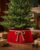 62cm Red Velvet Christmas Tree Collar With Rope Bow Knot