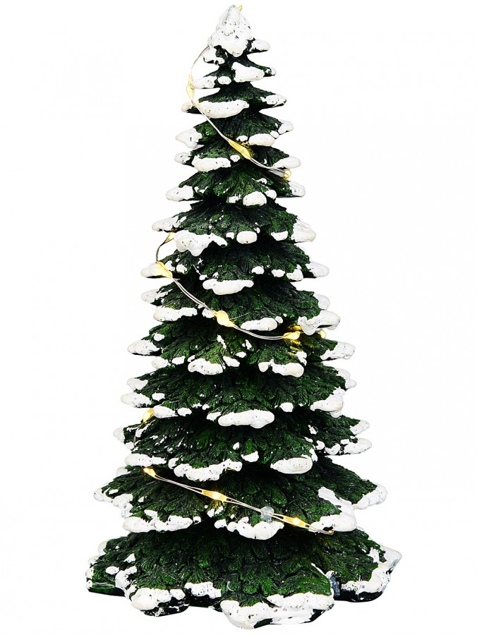 LED Snow Tipped Pine Tree Village Scenery | 17cm
