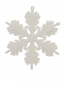 Pearl White Snowflake Ornaments with Glitter - 6 x 10cm