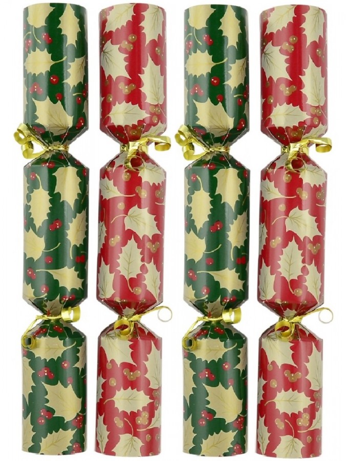 Red & Green With Gold Holly Leaf Design Christmas Bon Bons - 100 x 28cm