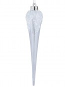 4x 15cm Frosted Look Top Clear Christmas Tree Icicle Ornaments