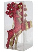 Ruby Red & Gold Glittered Deer Decorations - 4 x 10cm