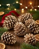 Natural Large Champagne Glittered Pinecones | 200g