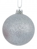 Silver Glittered, Red Matte & Silver Metallic Christmas Baubles - 12 x 60mm