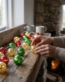 24 Warm White LED With Red, Green & Gold Whirlpool Baubles | 3.4m