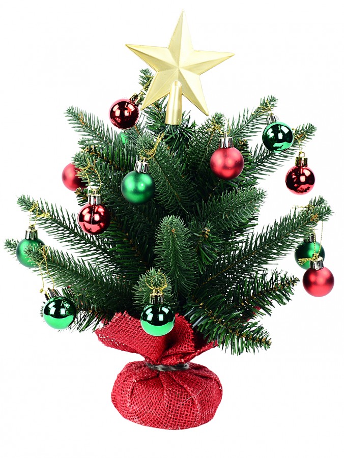 Norway Spruce Bauble Decorated Tabletop Christmas Tree With 40 Tips - 40cm