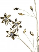 Honey Amber Diamante Blossom Spray Stem With Gilded Branches | 58cm