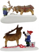 North Pole Santa, Reindeer & Elves Christmas Village Figurines - 8 Piece Set