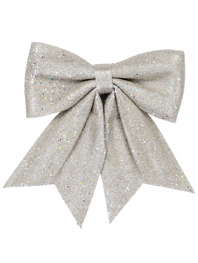 Large Champagne Glitter & Sequin Christmas Bow Display Decoration - 40cm