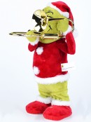 Mr Grinch Playing The Trombone In A Santa Suit Christmas Animation - 32cm