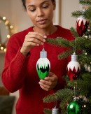 4x Whimsical Red & Green Majestic Icicle Light Bulb Bauble | 16cm