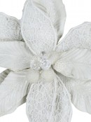 Ivory Web Mesh & Textured Poinsettia Christmas Flower Clip Pick - 30cm Wide