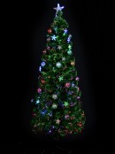 Multi Colour Fibre Optic Christmas Tree With Baubles, LED Stars & 90 Tips - 90cm
