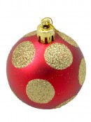 Gold & Red Baubles With Assorted Patterns - 9 x 60mm