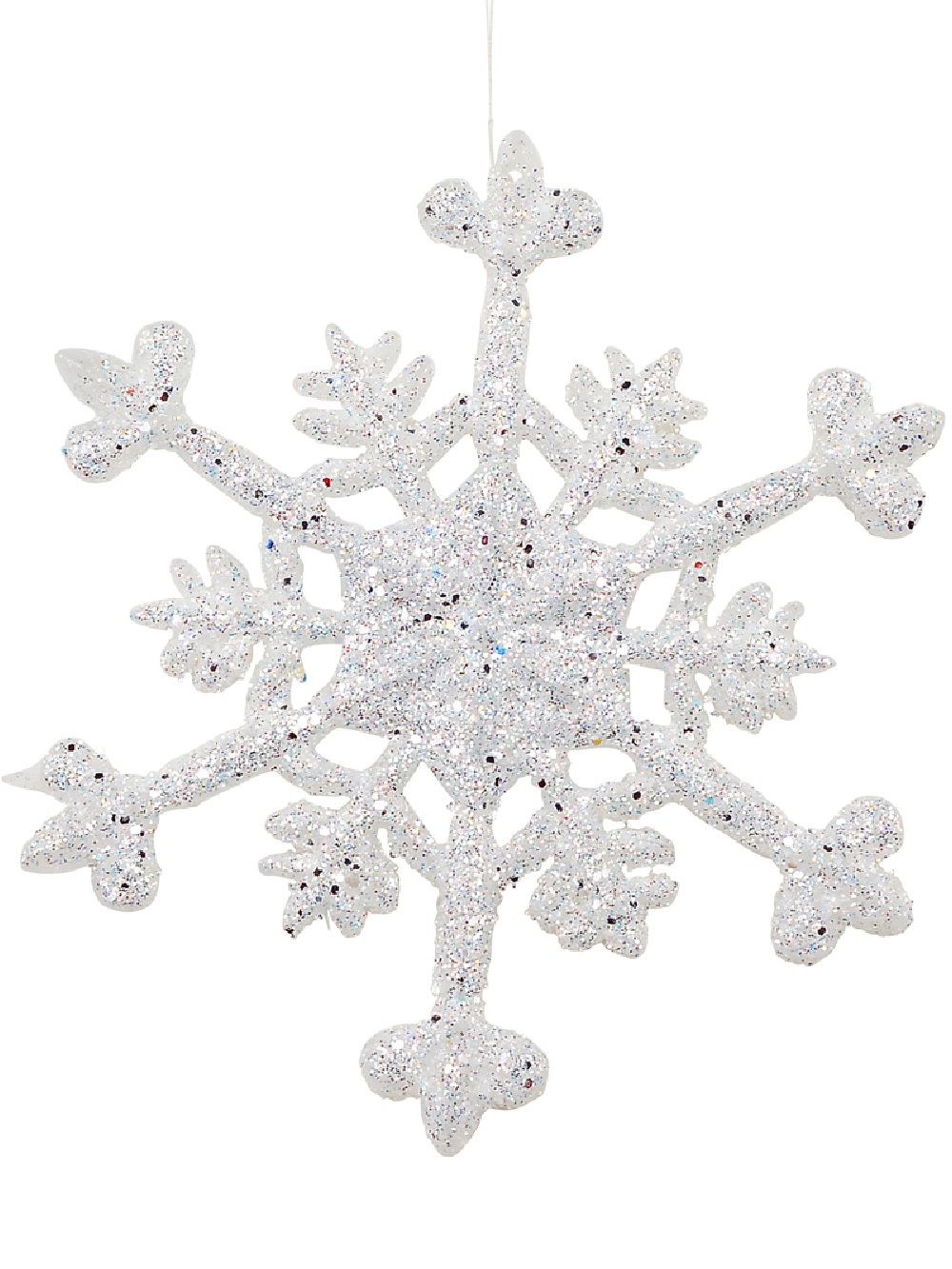 White With Silver Glitter Snowflake Christmas Tree Hanging Decoration ...