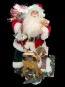 Santa On Chimney With Deer Fibre Optic Musical Animation - 34cm