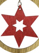 MDF Bow With Red Star Cut-Out Christmas Tree Hanging Decoration - 10cm