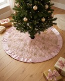 1.2m Pink Satin & Gold Sequin Starburst Christmas Tree Skirt