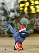 75mm Splendid Fairywren With Bauble Resin Christmas Tree Ornament
