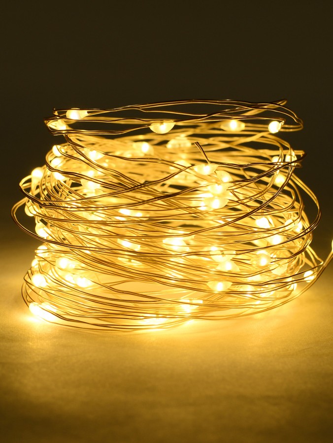 100 Warm White Micro LED Seed Bulb Christmas Wire Battery Lights - 10m