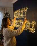 1.6m Vibrant Merry Christmas Outdoor LED Warm White String Light Display