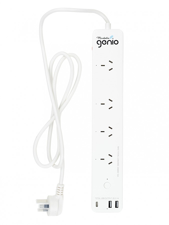 Smart Mirabella Genio Wi-Fi Powerboard With Four Outlets & 3 USB Ports