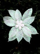 White Poinsettia With Iridescent Decor Christmas Flower Clip Pick - 19cm Wide