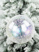 30cm Clear Iridescent Large Display Beaded Bauble
