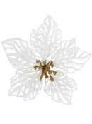17cm White Bract Vein Silhouette Poinsettia Flower Christmas Tree Clip Pick