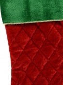 Red Quilted Velvet Christmas Stocking With Green Cuff & Gold Cording - 48cm