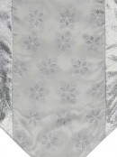Snowflake Pattern Silver & White Organza Table Runner - 1.8m