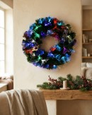 60cm Kaleidoscope Multi Colour LED Fibre Optic Christmas Wreath | 80 Tips