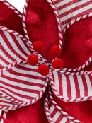 Red Candy Stripe Velour & Jute Poinsettia Christmas Stem | 30cm