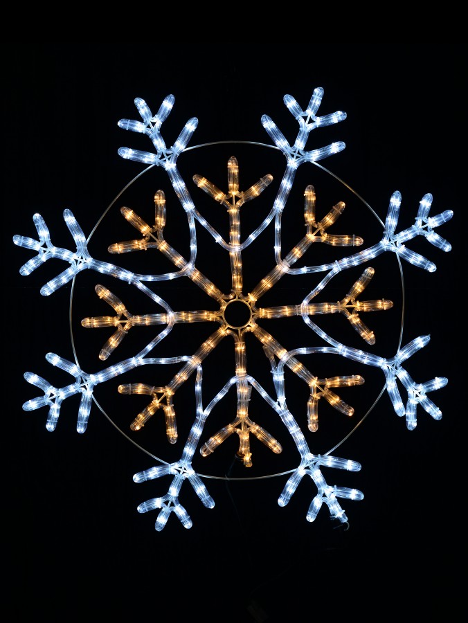 Cool & Warm White LED Radiating Snowflake Rope Light Silhouette - 94cm
