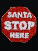 Red & White 'SANTA STOP HERE' LED Tinsel Sign Christmas Light Display - 76cm