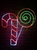 Red, Cool White & Green LED Candy Cane With Lollipop Light Display - 1m