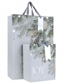 Small Boutique Joy To The World Silver Foil Christmas Gift Bag | 23cm