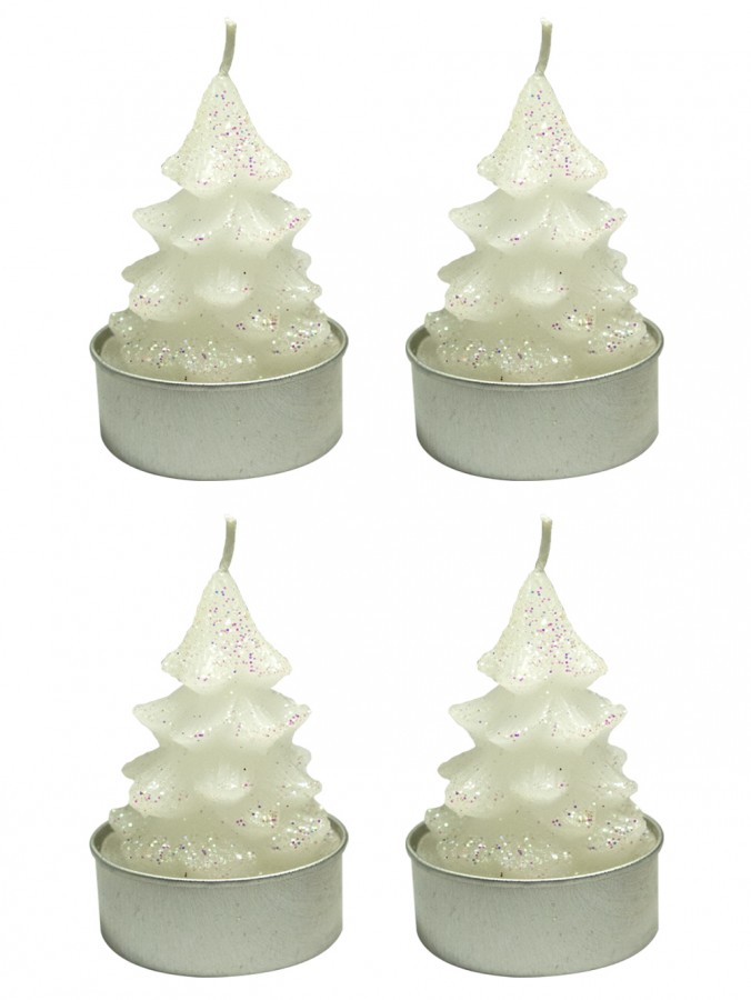 White Christmas Tree Tea Light Candles Pack - 6 x 55mm