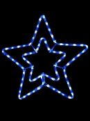 Blue & Cool White LED Double Star Rope Light Silhouette - 52cm