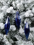 Shiny Royal Blue Christmas Pinecone Bauble Decorations - 4 x 14cm