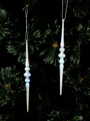 Gloss White Iridescent Christmas Icicle Decorations - 2 x 17cm