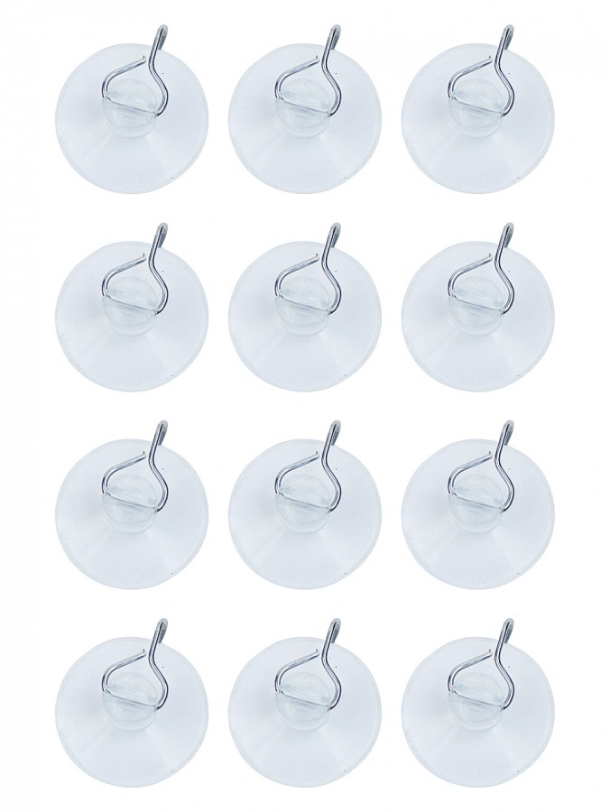 12x Clear Suction Hooks | Heavy Duty Smooth Surface Window Clips