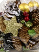 Assorted Pine Cones, Stars, Berries & Leaves Christmas Decoration Mix - 300g