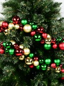 Metallic & Matte Red, Green & Gold Bauble Cluster Christmas Garland - 1.4m