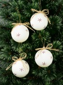 4x Ivory & Deep Mauve Starburst Rustic Whimsical Signature Baubles | 80mm