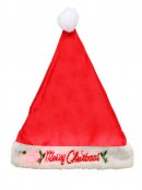 Merry Christmas Soft Plush Traditional Christmas Santa Hat - One Size Fits Most