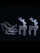 Cool White LED 3D Sleigh & Two Reindeer Rope Light Display - up to 1.8m