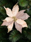 28cm Three Style Pink & Rose Gold Poinsettia Flower Christmas Tree Clip Pick